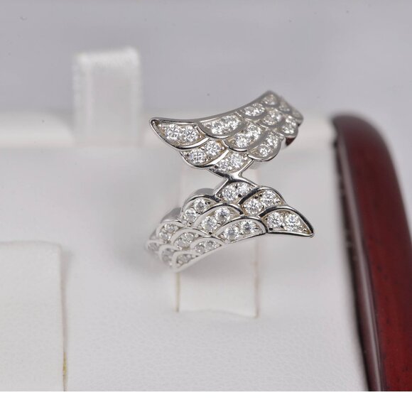 GRA Certified Moissanite Ring Angel Wing 925 Sterling, sz 7 - Picture 4 of 6
